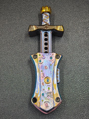 Master Sword Titanium Gold Plated Engraved
