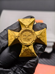 Malta Cross Stainless Steel Gold Plated Engraved
