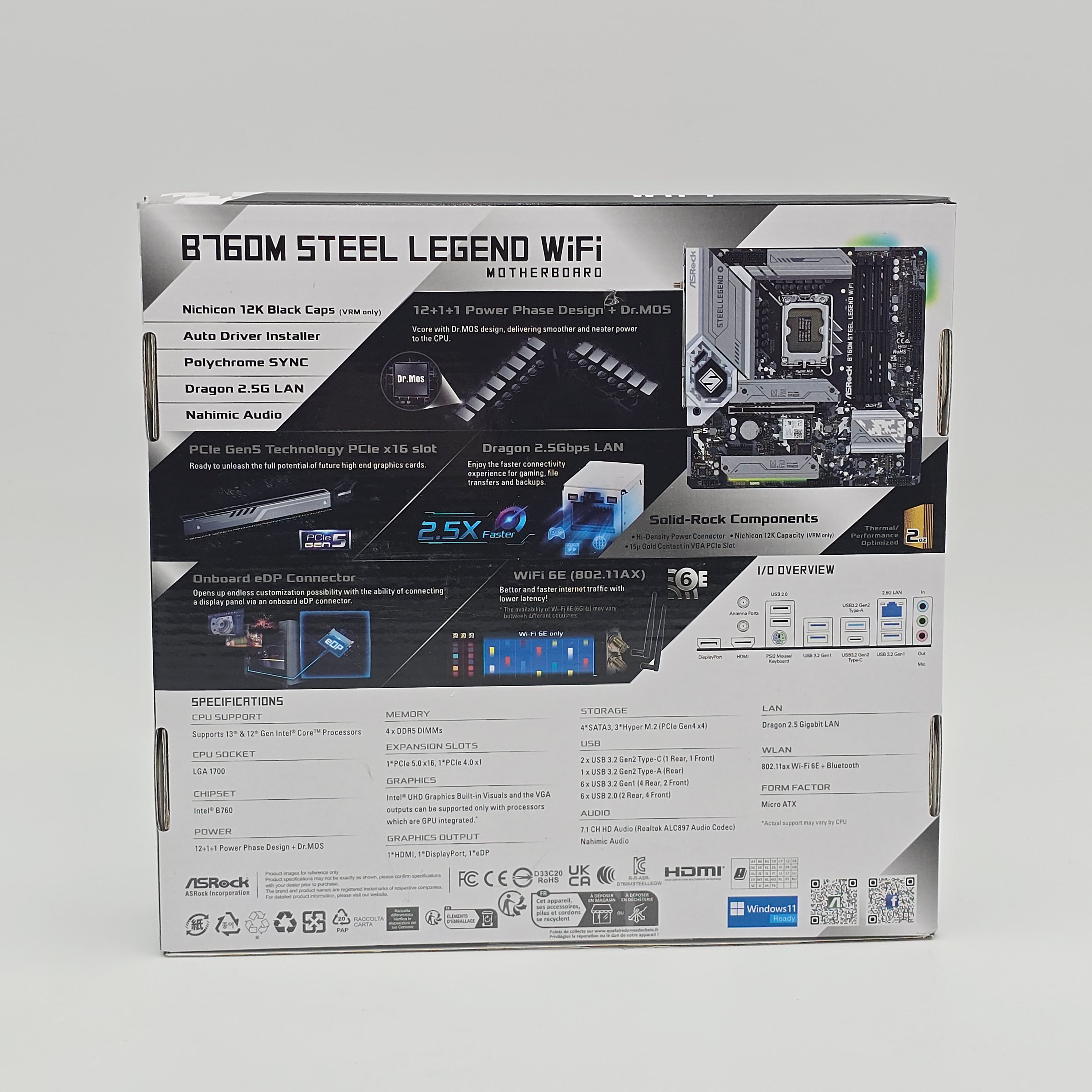 ASRock B650M Steel Legend WiFi, Socket LGA 1700, mATX Desktop Gaming Motherboard
