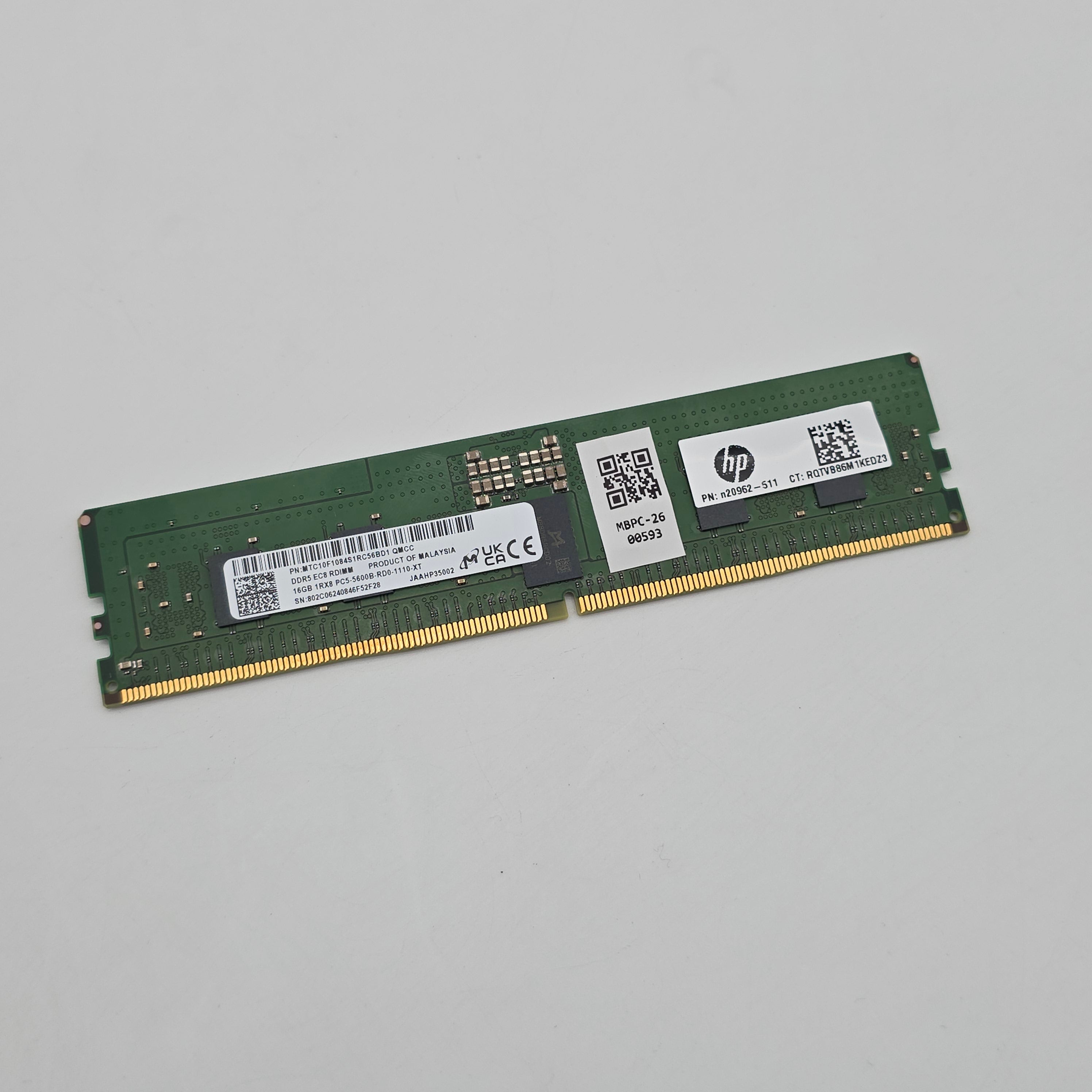 Micron 16GB DDR5, 5600MHz, RDIMM Server Workstation Memory RAM