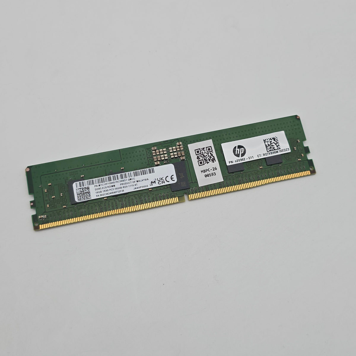 Micron 16GB DDR5, 5600MHz, RDIMM Server Workstation Memory RAM