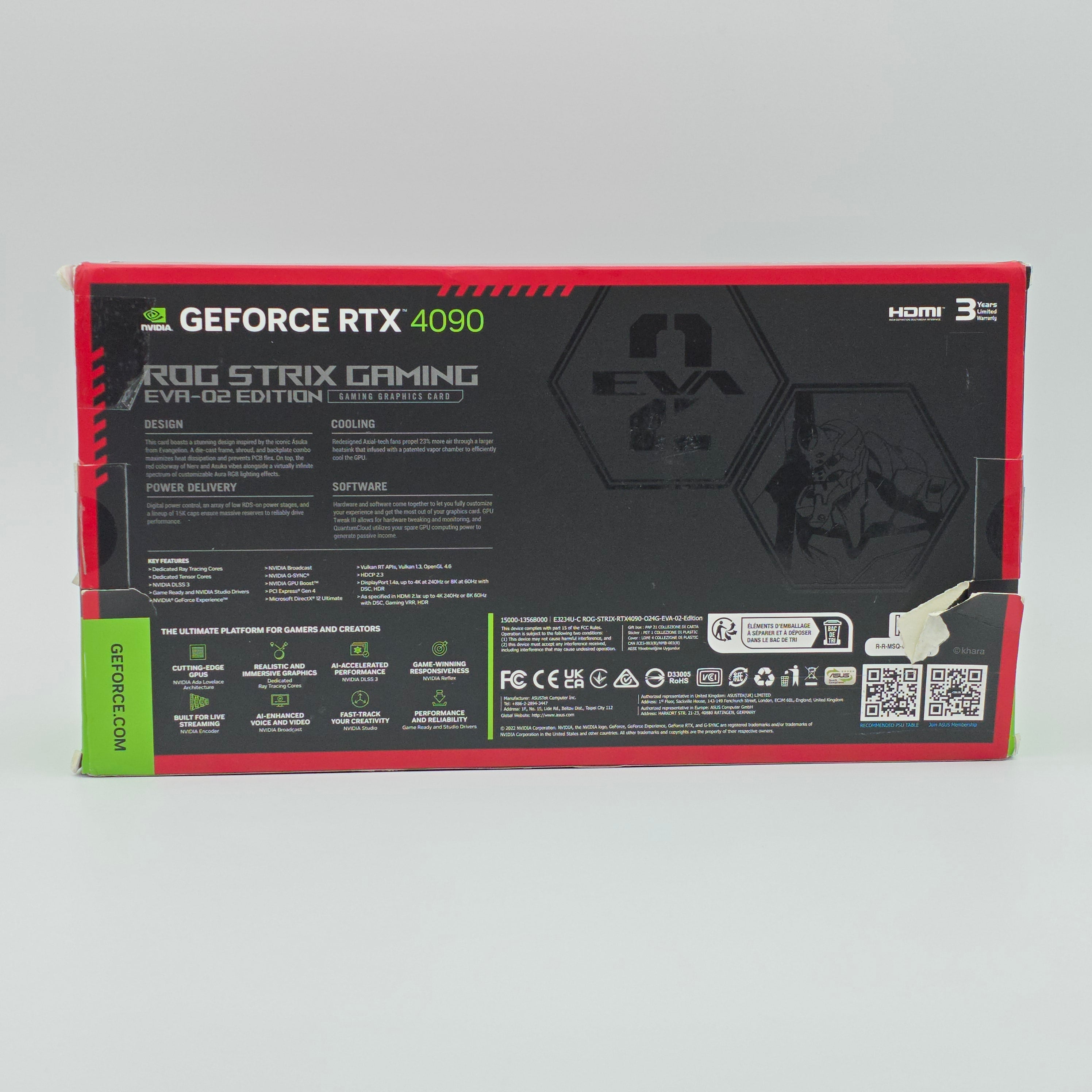RTX 4090 ASUS ROG STRIX OC 24GB Evangelion EVA-02 Edition, NVIDIA Gaming Graphics Card GPU