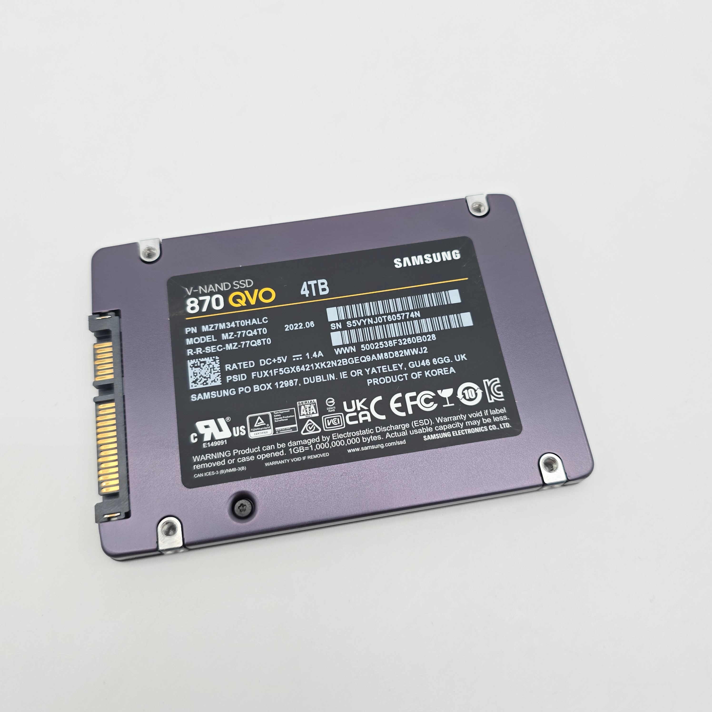 Samsung 870 QVO 4TB, SATA SSD Storage